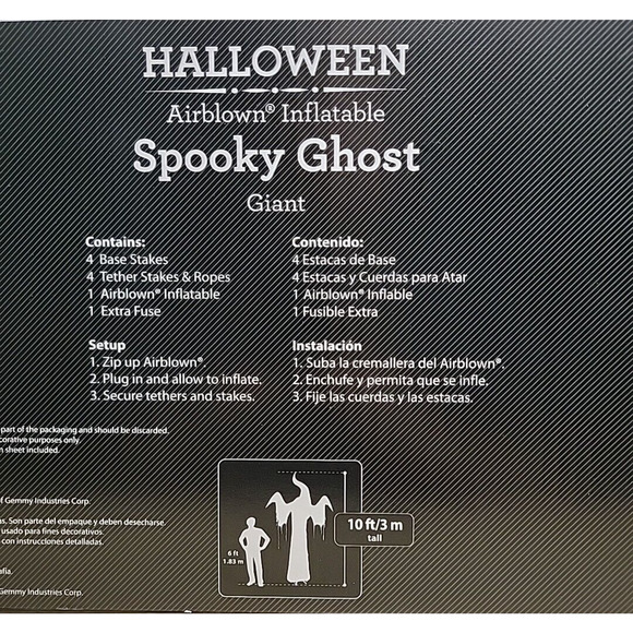 Gemmy Halloween 10 ft Lights Up Spooky Ghost Airblown Inflatable NIB - Picture 5 of 8